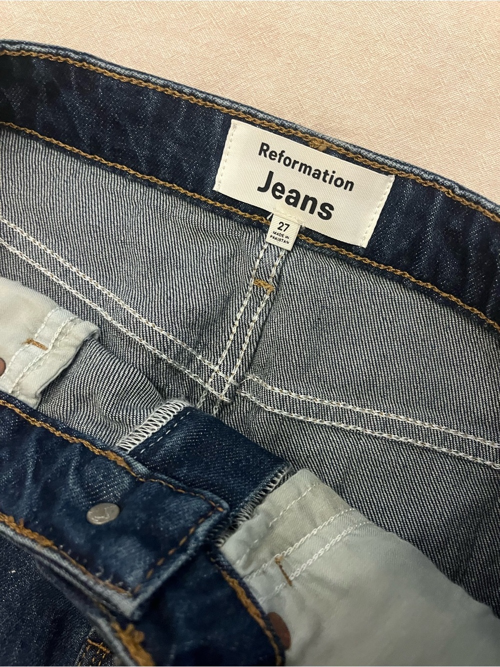 Reformation Dark Indigo Denim A-Line Skirt - Picture 3 of 3